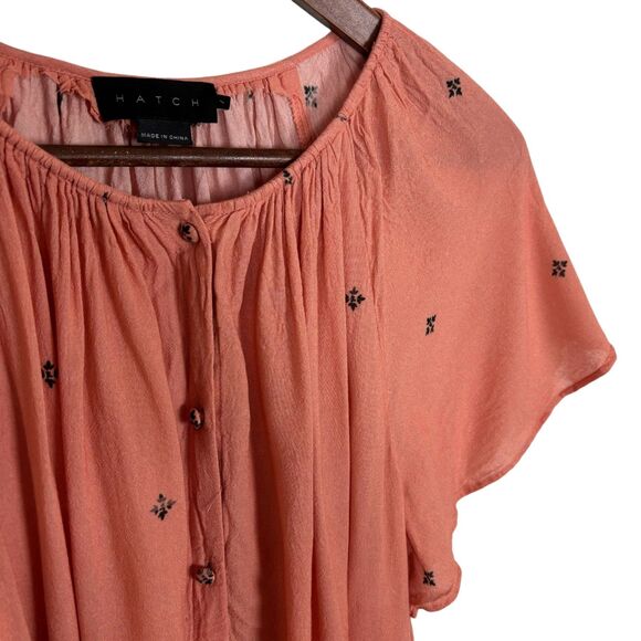 Hatch The Carmen Maternity Top Peach Orange Button Front Women's Small Size 1 - Picture 5 of 8